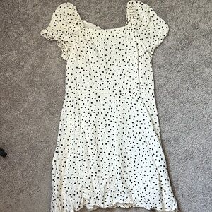 LOFT White and Black Polka Dot Mini Dress